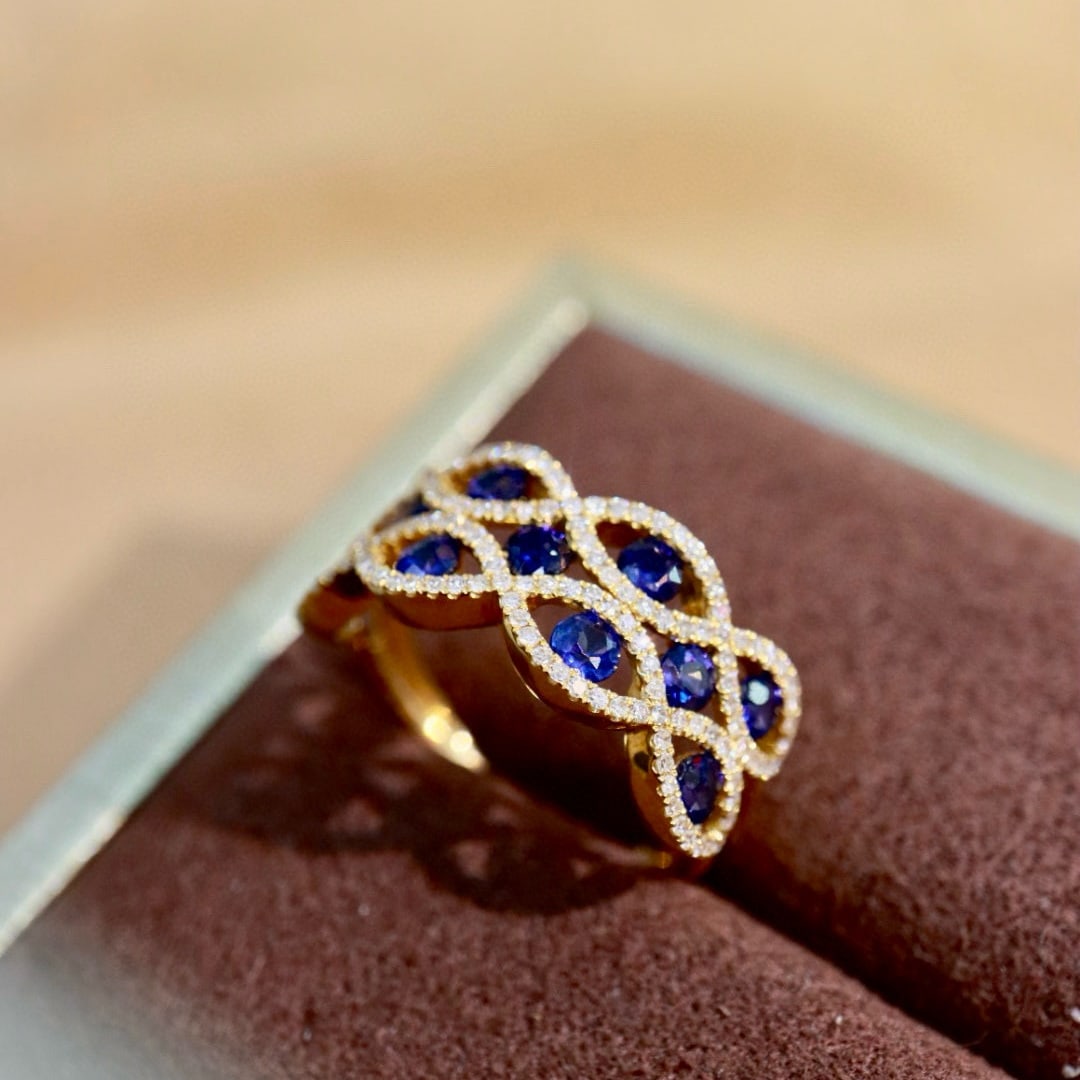 14k Gold 1.61 Ctw Natural Sapphire & Diamond Ring - 4