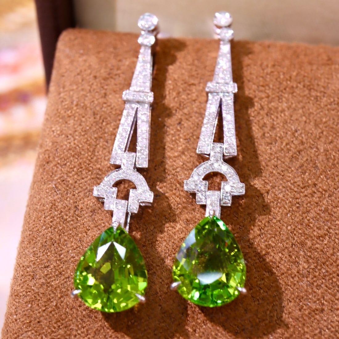 14k Gold 6.19 Ctw Natural Tourmaline & Diamond Earrings - 3