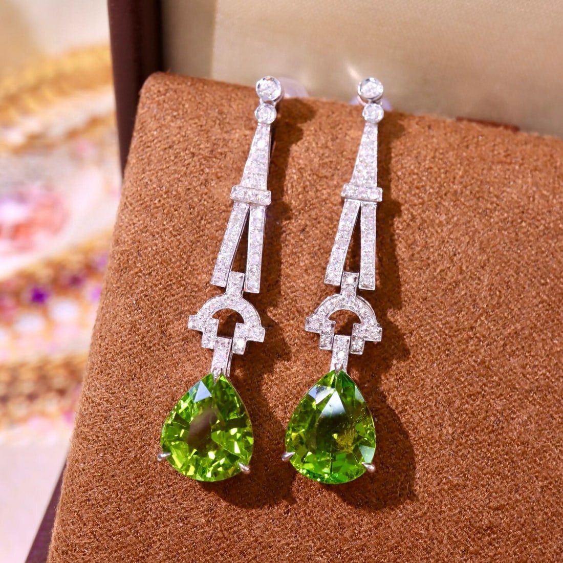 14k Gold 6.19 Ctw Natural Tourmaline & Diamond Earrings - 5