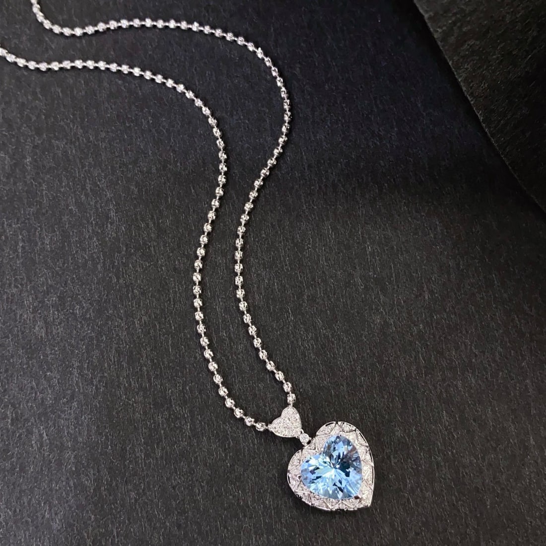 14k Gold 2.59 Ctw Natural Aquamarine & Diamond Pendant( Without Chain ) - 2