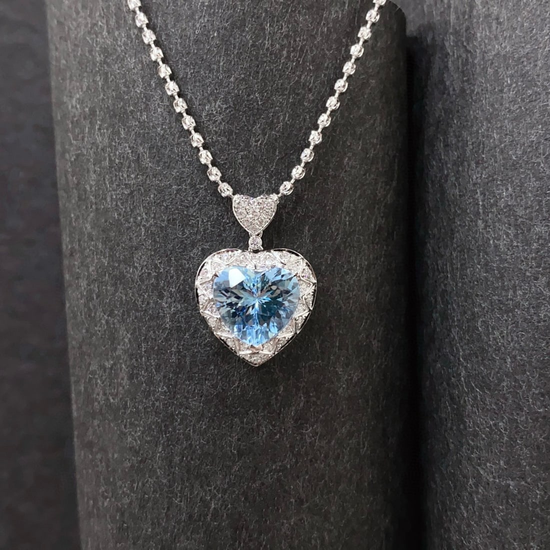 14k Gold 2.59 Ctw Natural Aquamarine & Diamond Pendant( Without Chain ) - 3