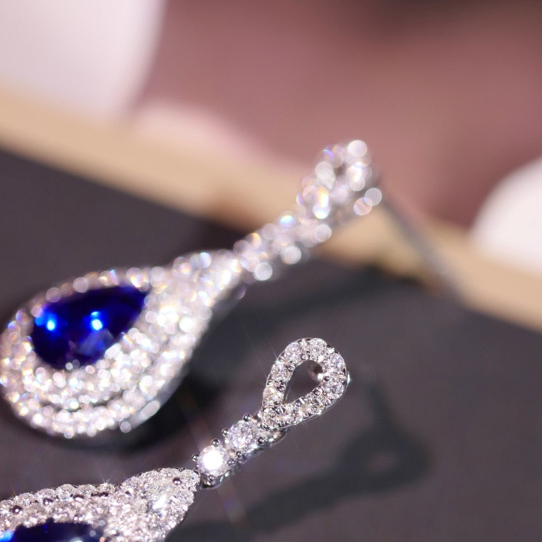 14k Gold 1.94 Ctw Natural Sapphire & Diamond Earrings - 5