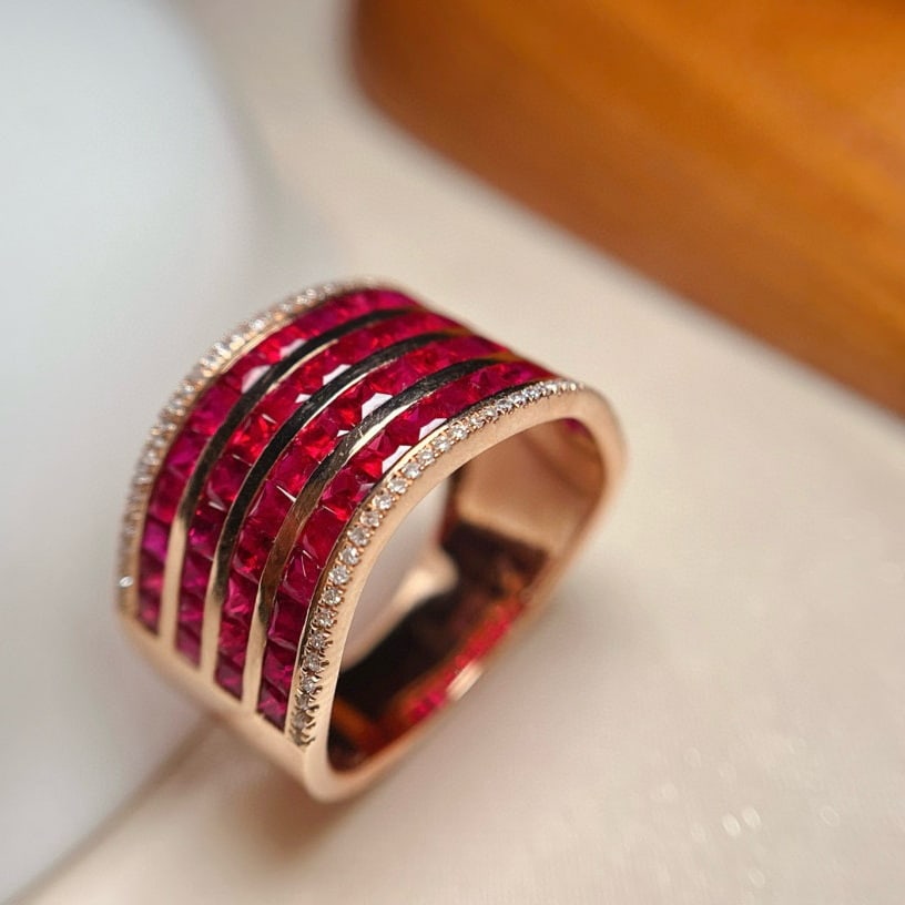 14k Gold 4.70 Ct Natural Ruby & Diamond Ring - 2