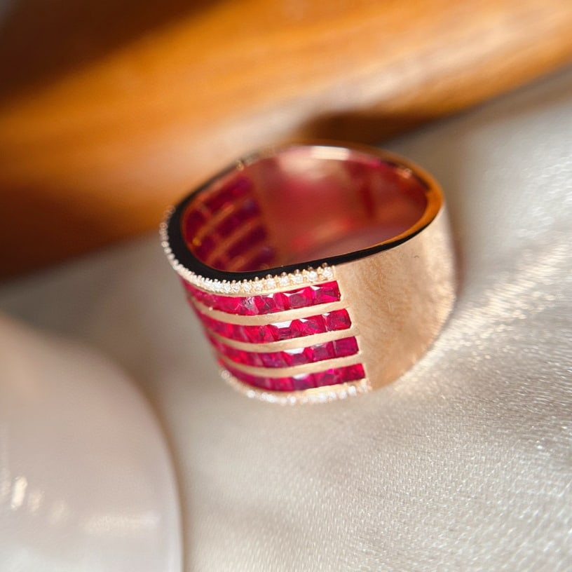 14k Gold 4.70 Ct Natural Ruby & Diamond Ring - 3