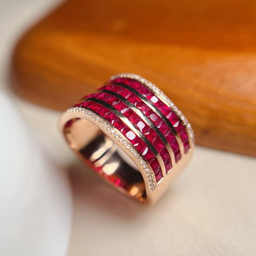 14k Gold 4.70 Ct Natural Ruby & Diamond Ring - 5