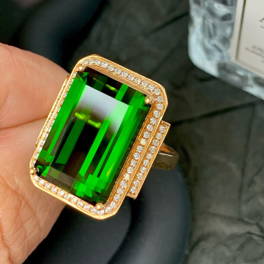 14k Gold 11.31 Ct Natural Tourmaline & Diamond Ring - 2