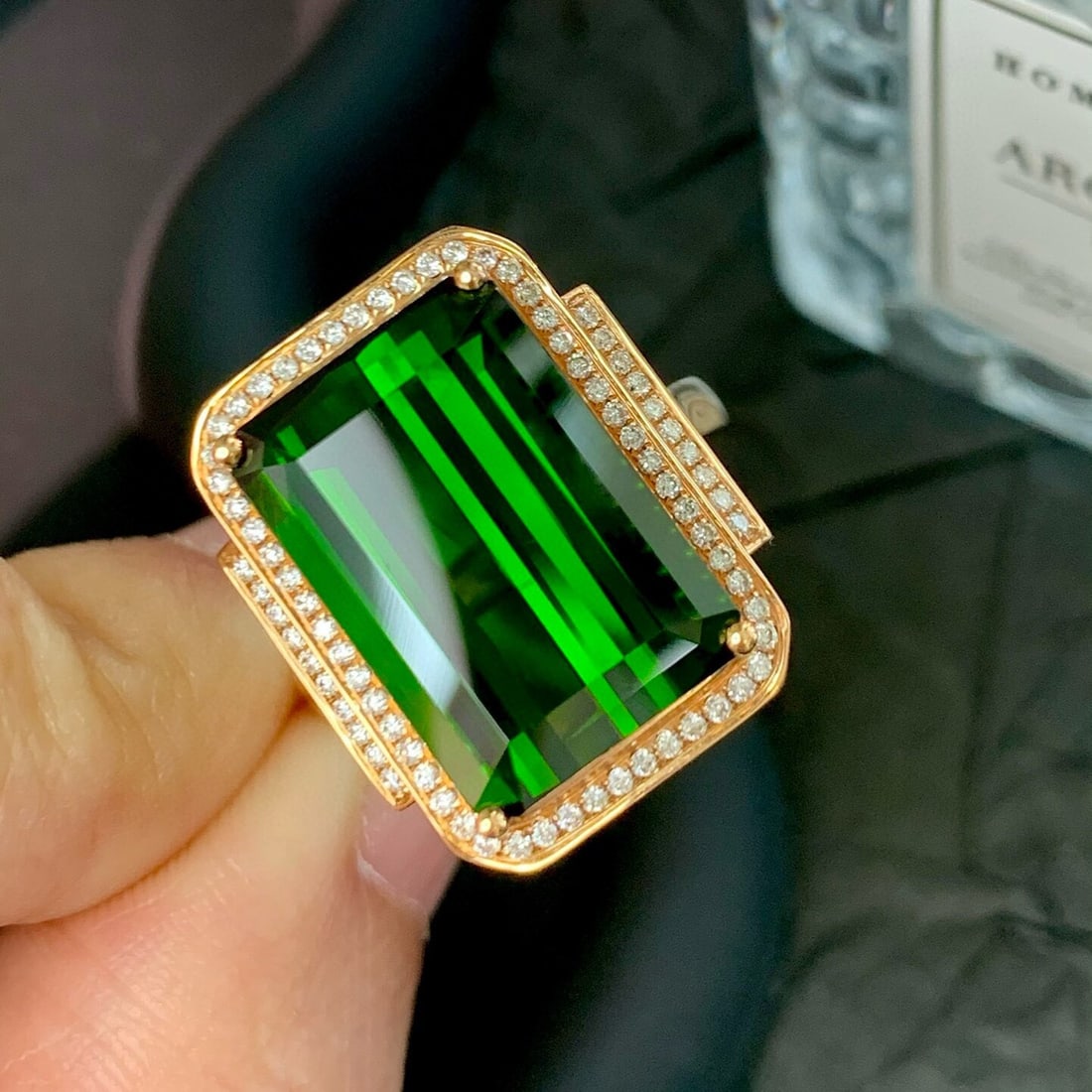 14k Gold 11.31 Ct Natural Tourmaline & Diamond Ring - 3