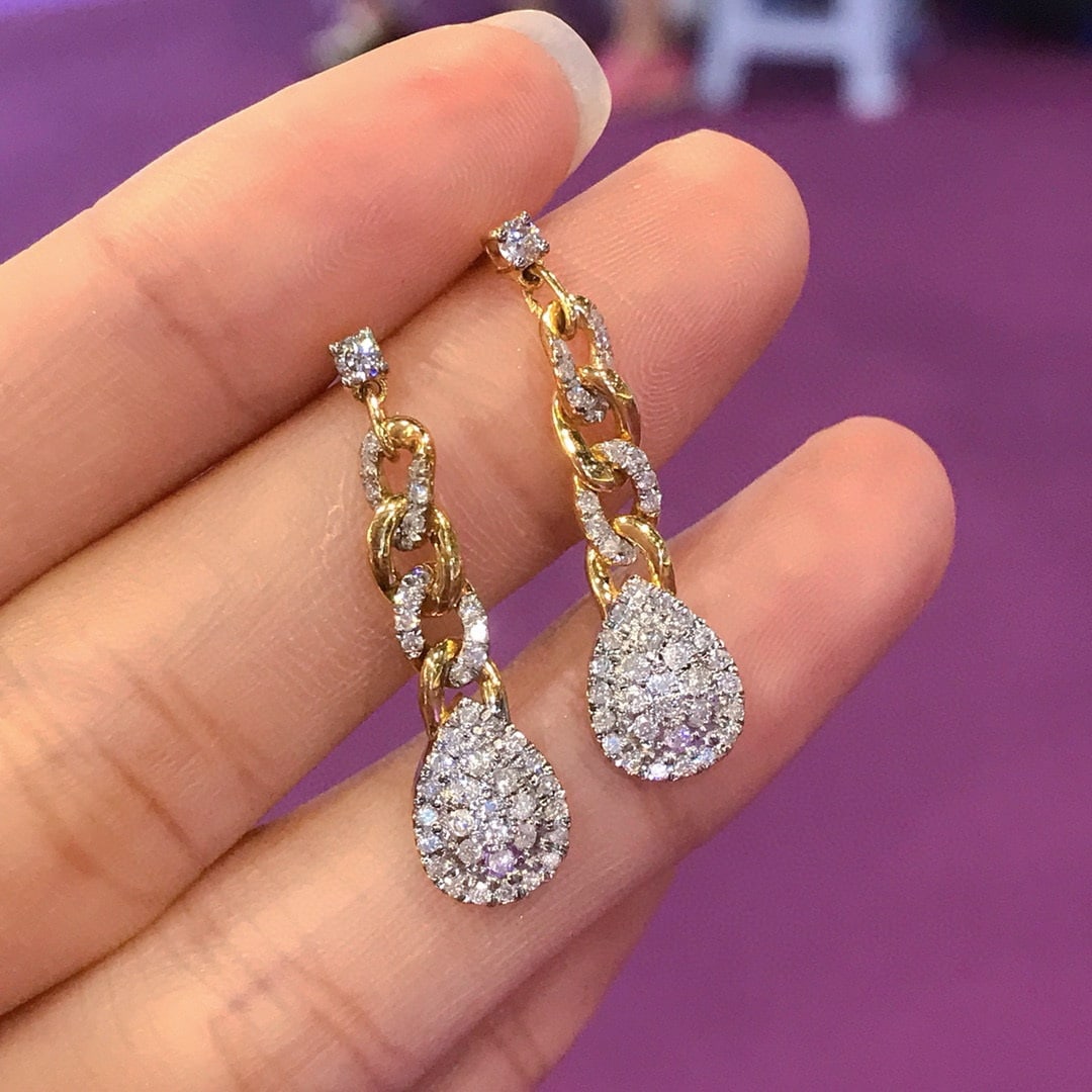 14k Gold 0.76 Ct Natural H Diamond Earrings: Ref:230944097 // gold content:14k gold // main gemstone:diamond // shape:round // carat weight:0. 76ct // clarity grade:vs-si // color:h // treatment:natural // cut grade:g // Condition: NewLow