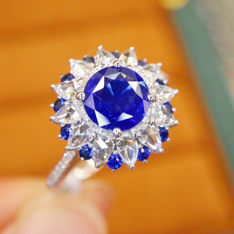 14k Gold 1.43 Ctw Natural Sapphire & Diamond Ring - 2