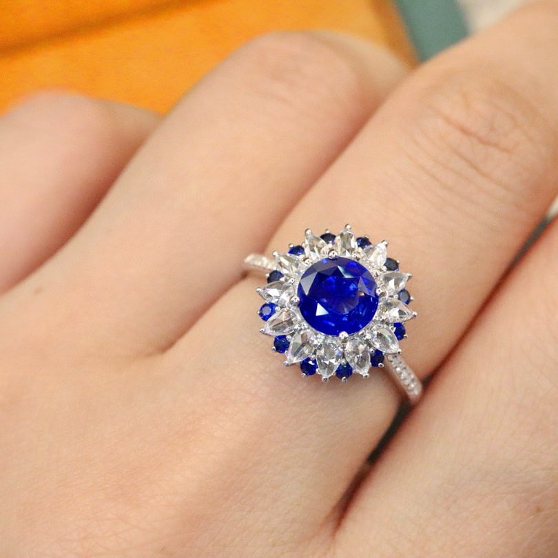 14k Gold 1.43 Ctw Natural Sapphire & Diamond Ring - 5