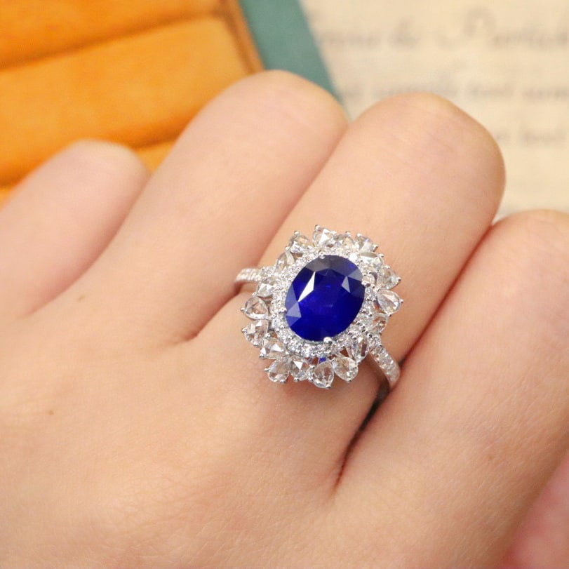 14k Gold 2.80 Ctw Natural Sapphire & Diamond Ring - 5