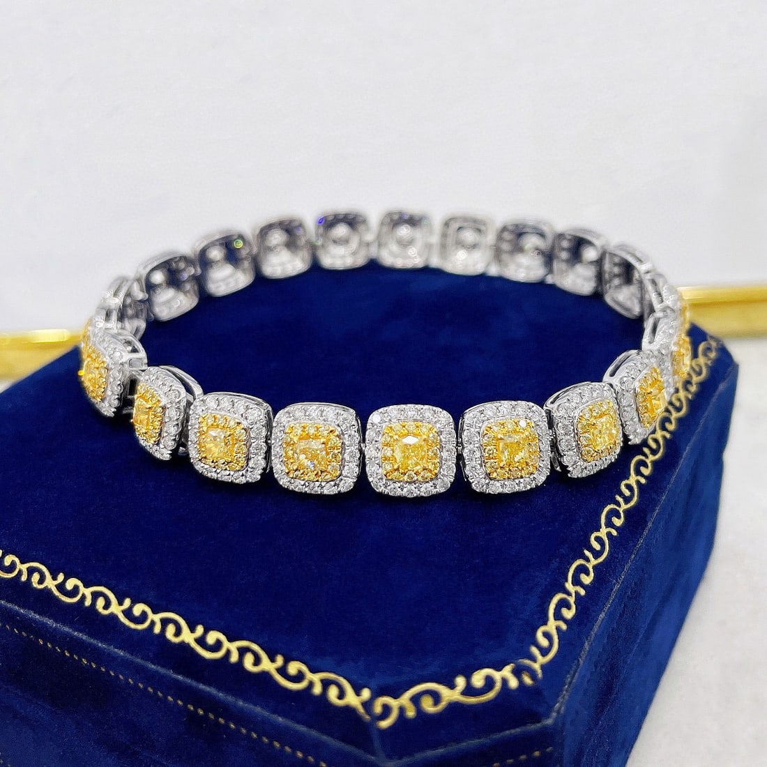 14k Gold 5.09 Ctw Natural Yellow Diamond & Diamond Bracelet (1 of 5)