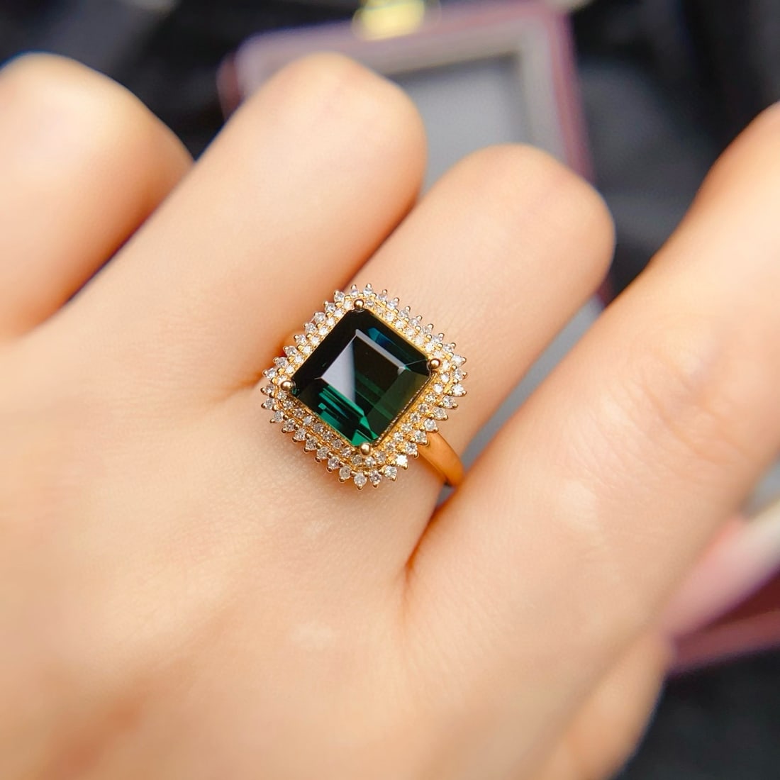 14k Gold 4.21 Ctw Natural Tourmaline & Diamond Ring - 2