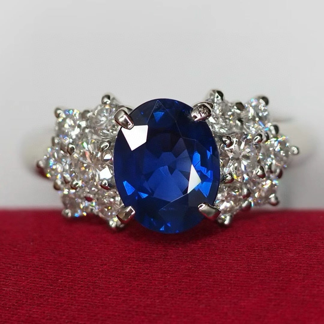 14k Gold 3.34 Ctw Natural Sapphire & Diamond Ring - 4