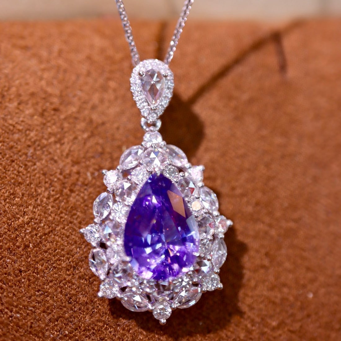 14k Gold 3.43 Ctw Natural Sapphire & Diamond Pendant( Without Chain ) - 2