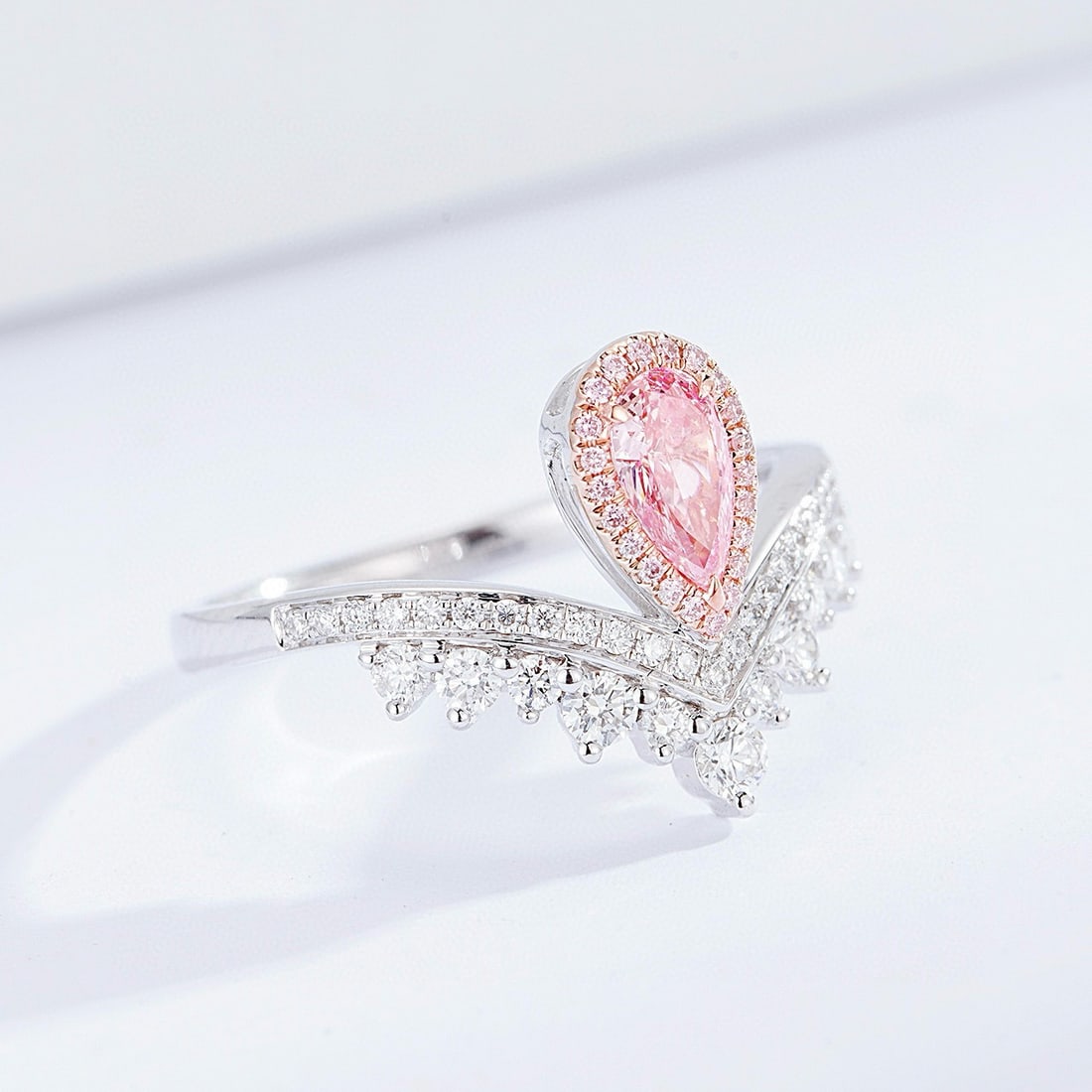 14k Gold 0.81 Ctw Natural Pink Diamond & Diamond Ring - 4