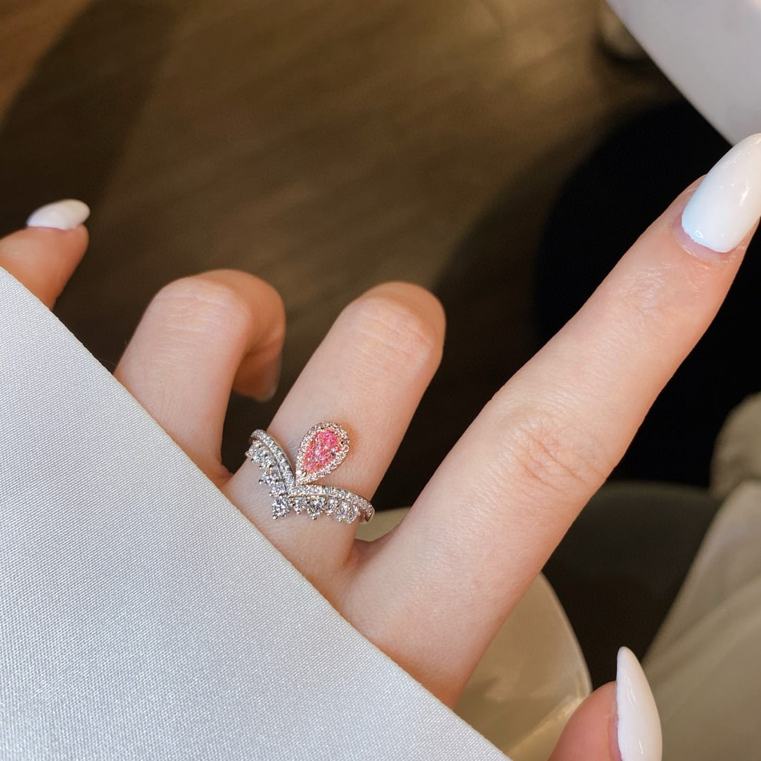 14k Gold 0.81 Ctw Natural Pink Diamond & Diamond Ring - 6