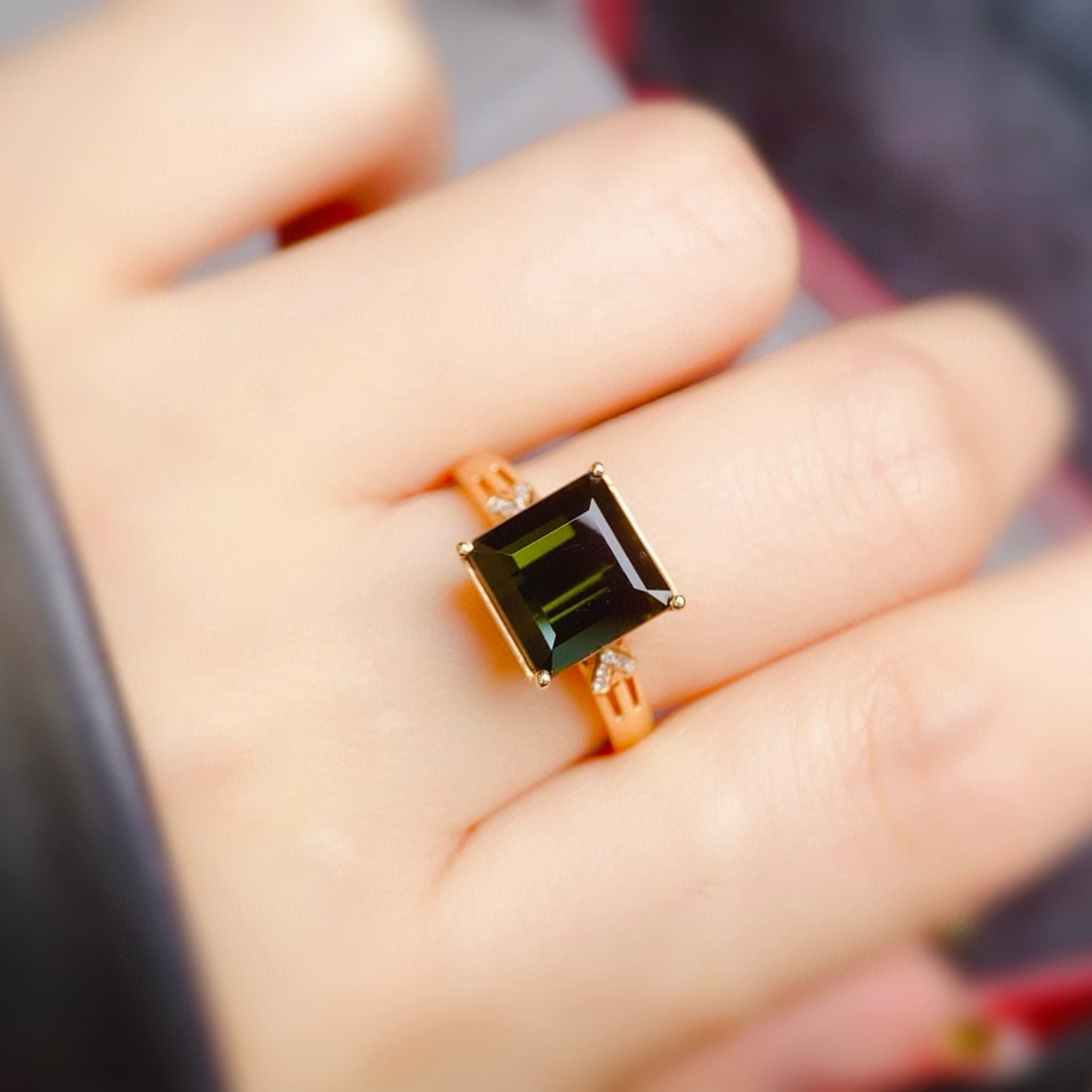 14k Gold 4.43 Ctw Natural Tourmaline & Diamond Ring - 2