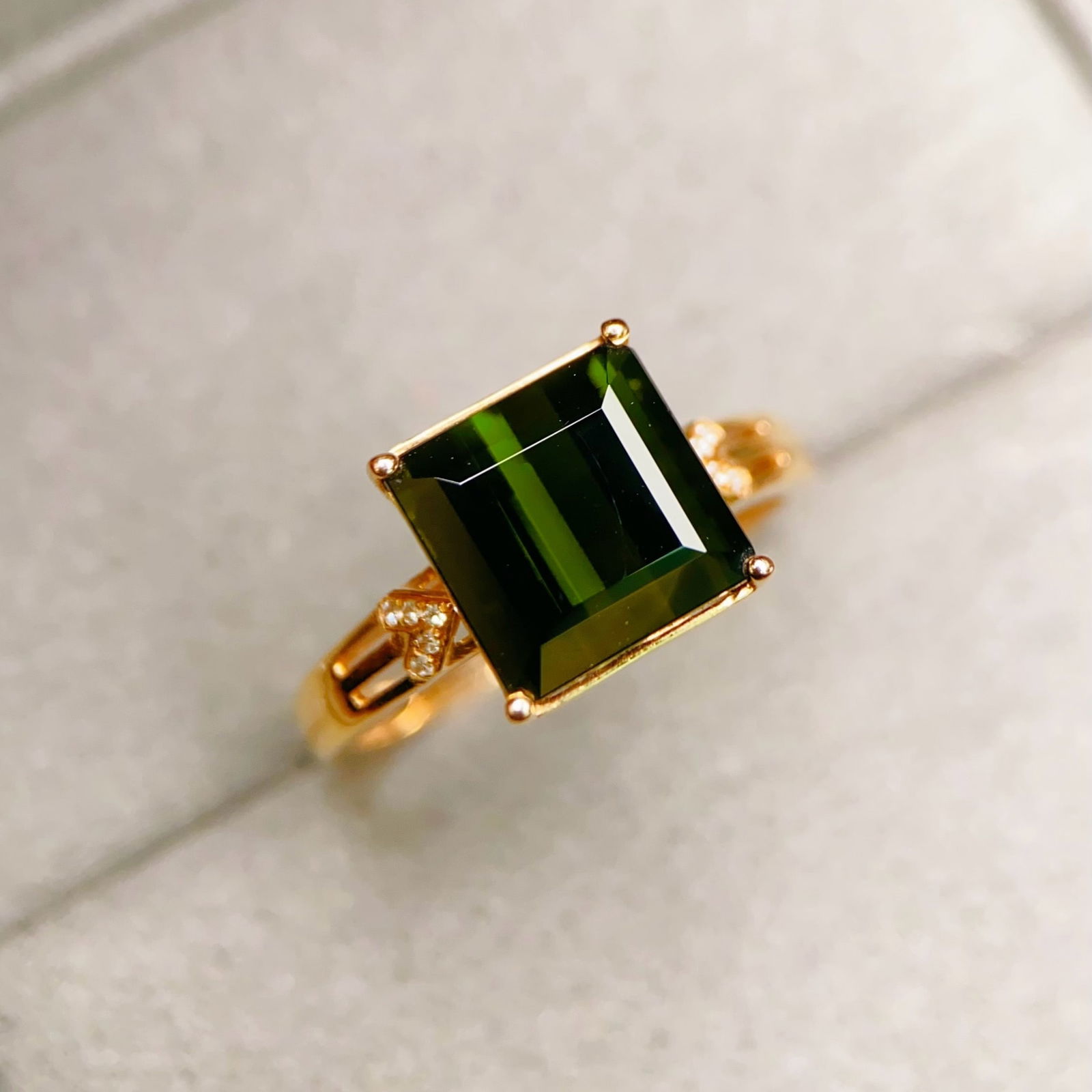 14k Gold 4.43 Ctw Natural Tourmaline & Diamond Ring - 3