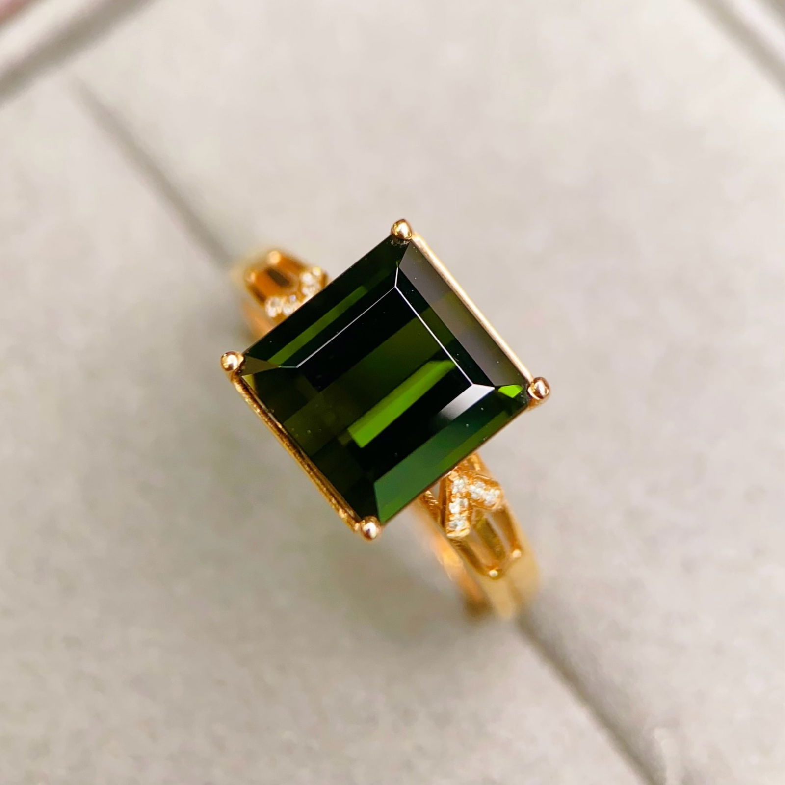 14k Gold 4.43 Ctw Natural Tourmaline & Diamond Ring - 4