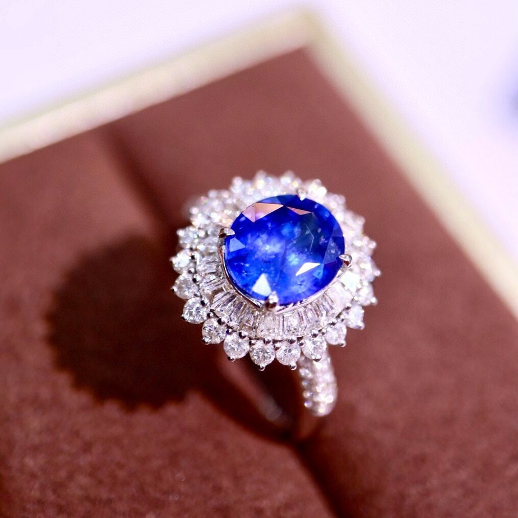 14k Gold 3.12 Ctw Natural Sapphire & Diamond Ring - 2