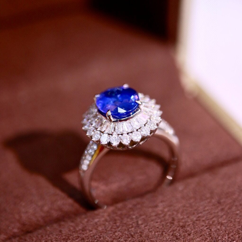 14k Gold 3.12 Ctw Natural Sapphire & Diamond Ring - 3