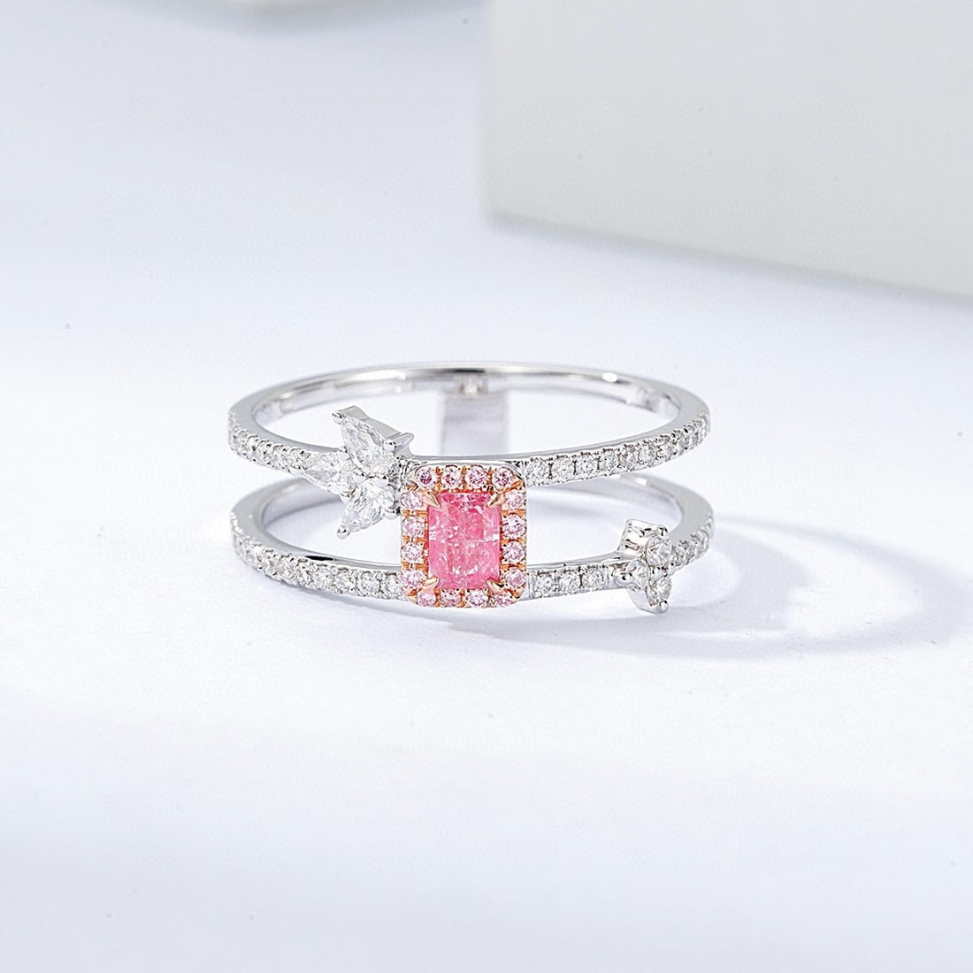 14k Gold 0.49 Ctw Natural Pink Diamond & Diamond Ring (1 of 5)