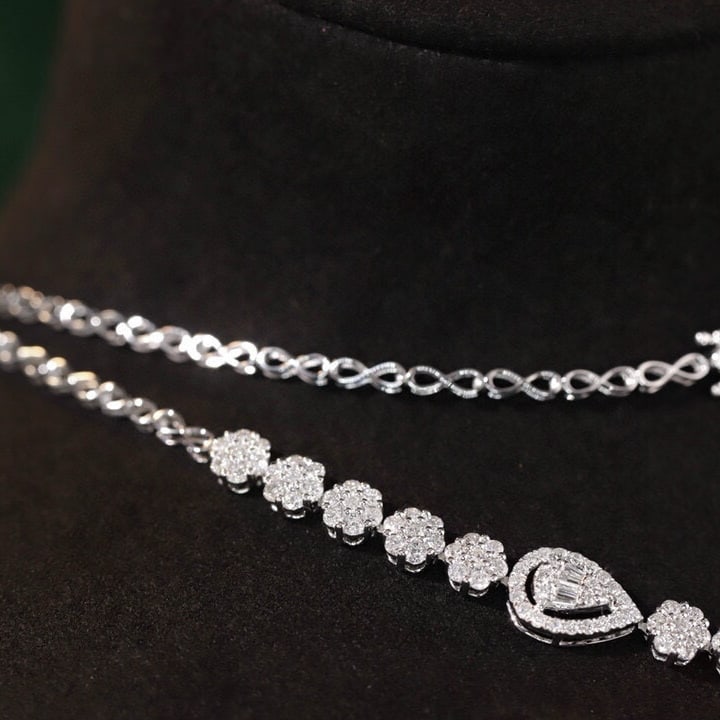 14k Gold 3.9 Ct Natural H Diamond Necklace - 3