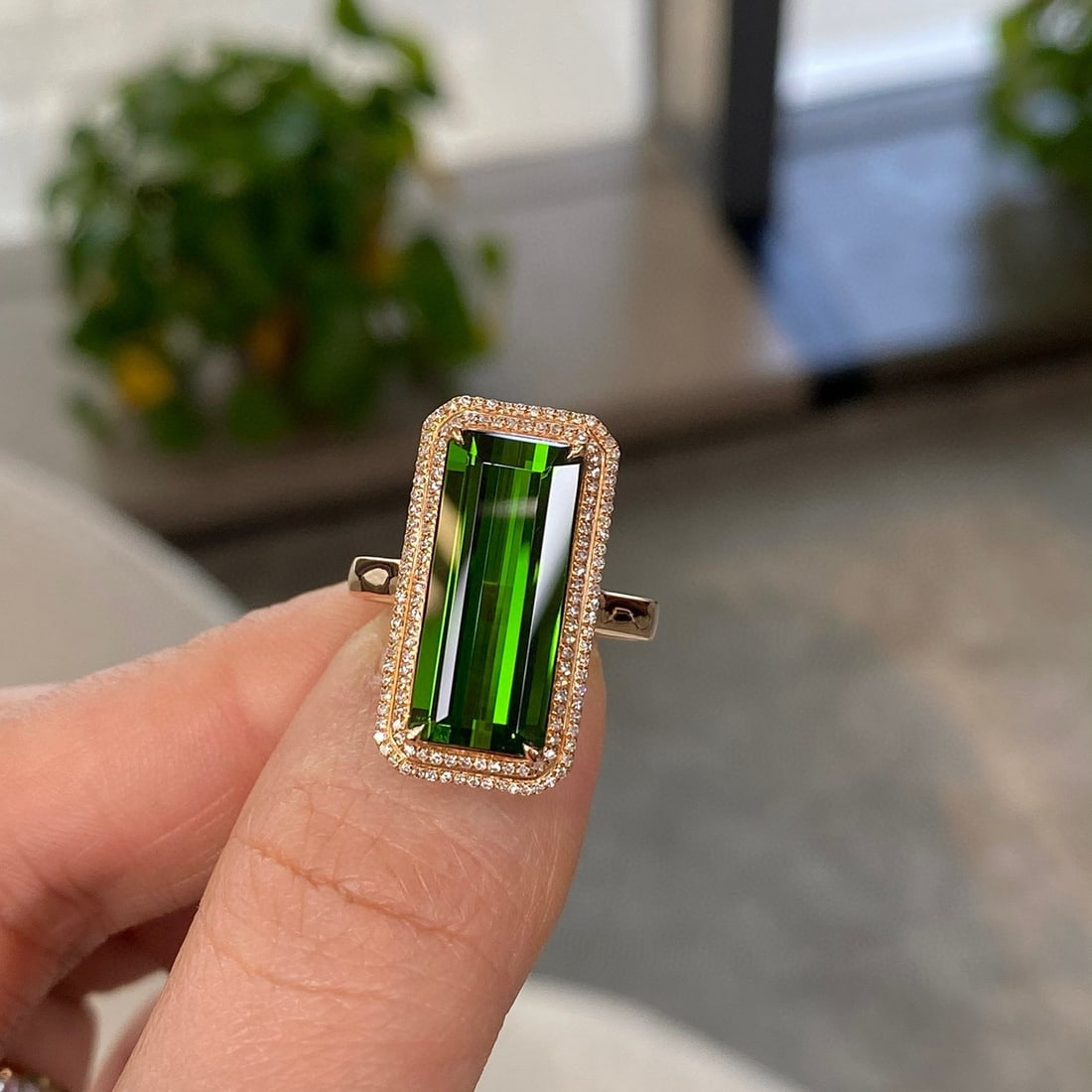 14k Gold 5.96 Ct Natural Tourmaline & Diamond Ring - 2