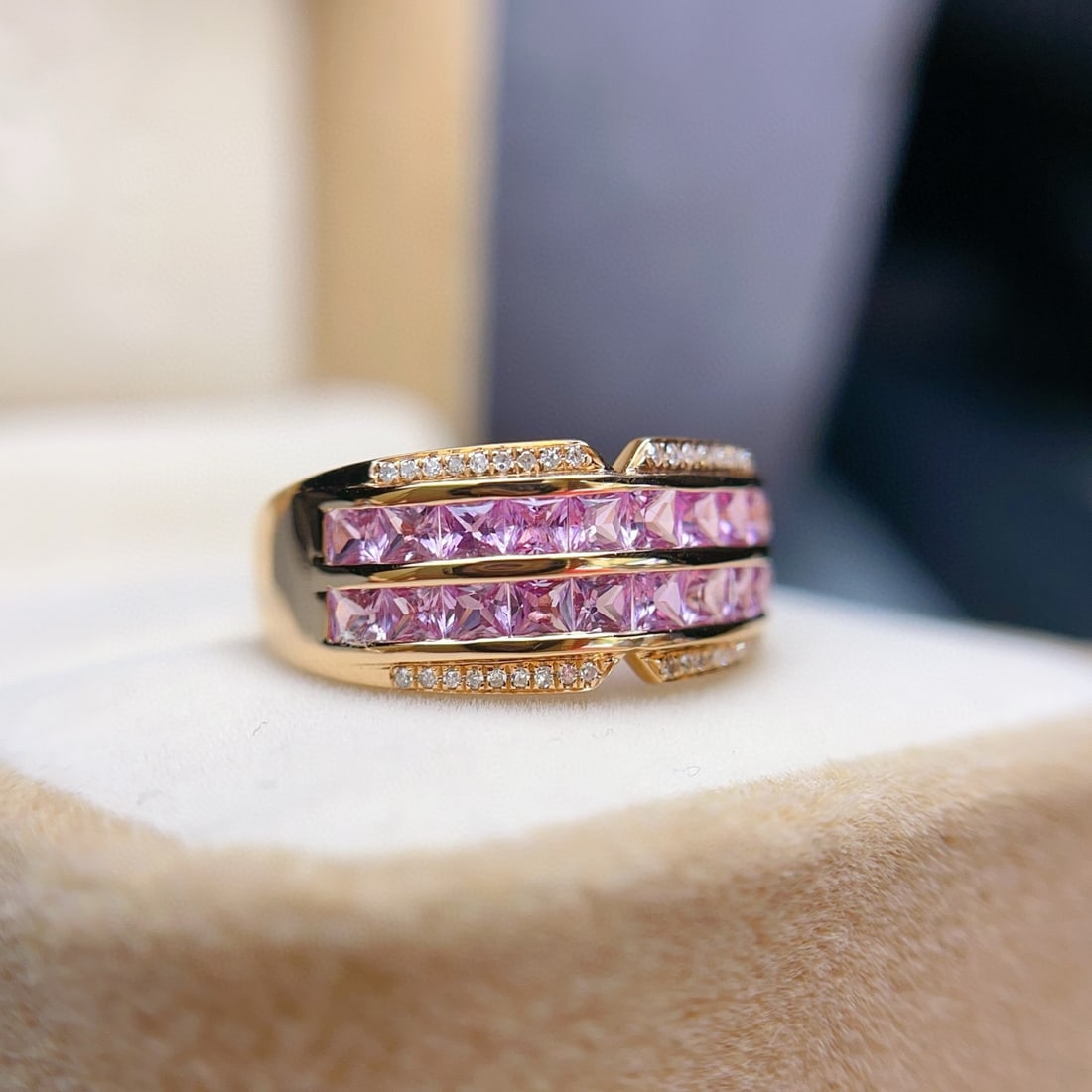 14k Gold 2.30 Ct Natural Padparadscha Sapphire & Diamond Ring (1 of 7)