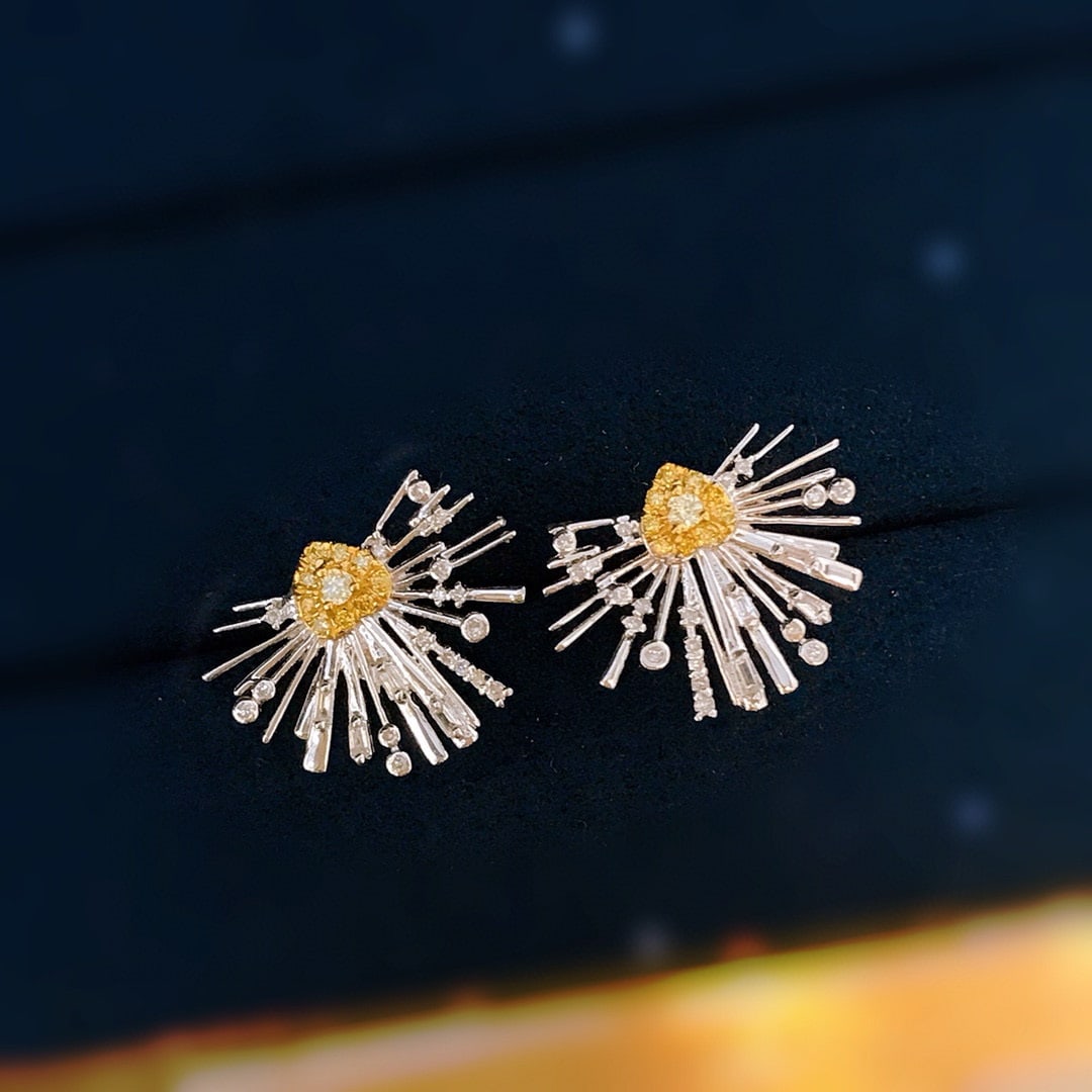 14k Gold 0.46 Ct Natural Color Diamond Earrings (1 of 6)