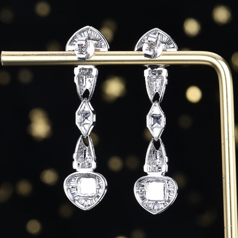 14k Gold 2.41 Ctw Vivid Green Natural Emerald & Diamond Earrings - 4