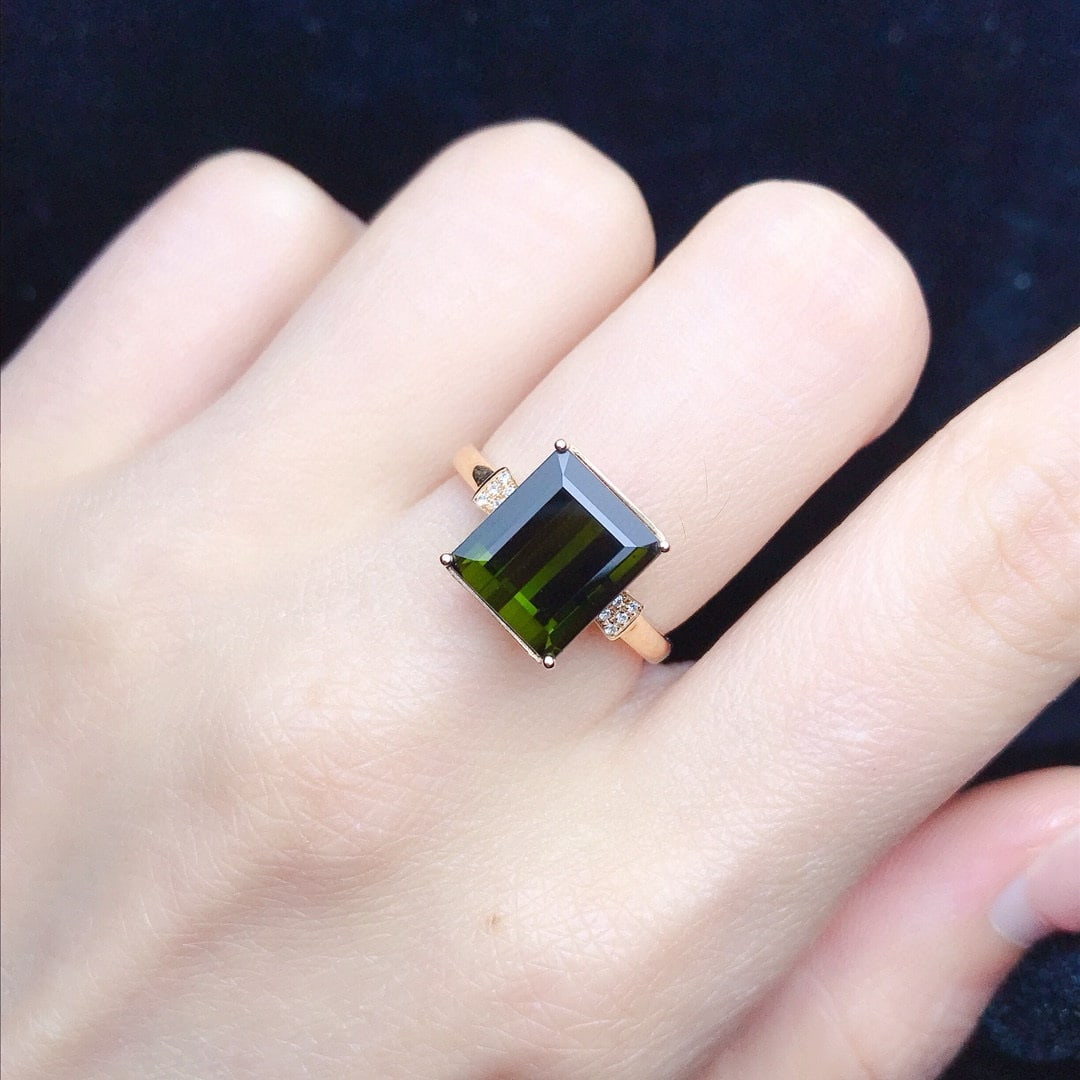 14k Gold 4.53 Ctw Natural Tourmaline & Diamond Ring - 6