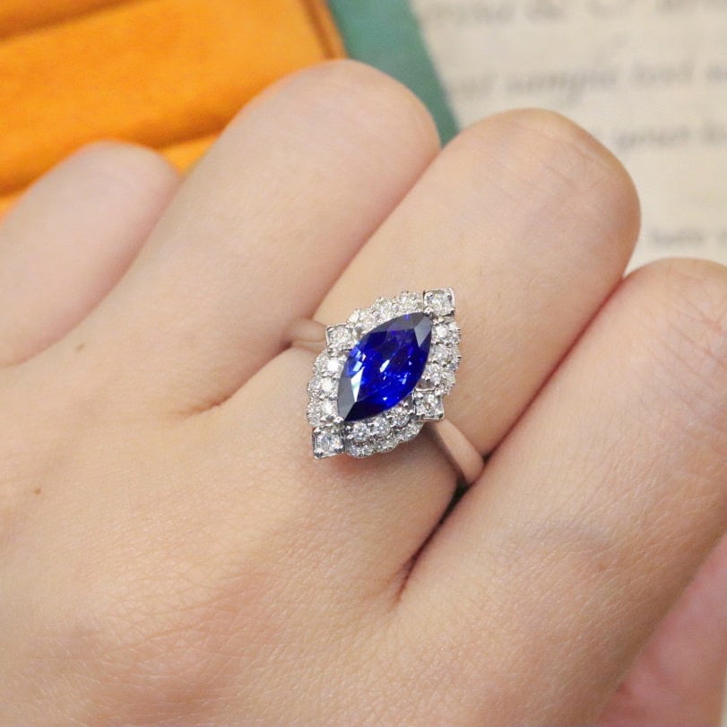 14k Gold 1.75 Ctw Natural Sapphire & Diamond Ring - 5