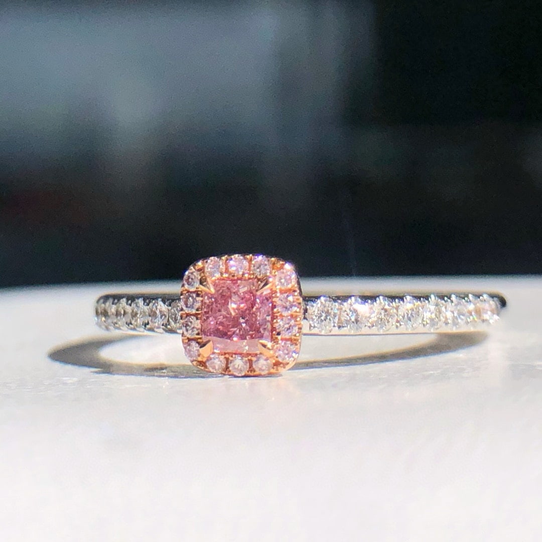 14k Gold 0.32 Ctw Natural Pink Diamond & Diamond Ring - 2