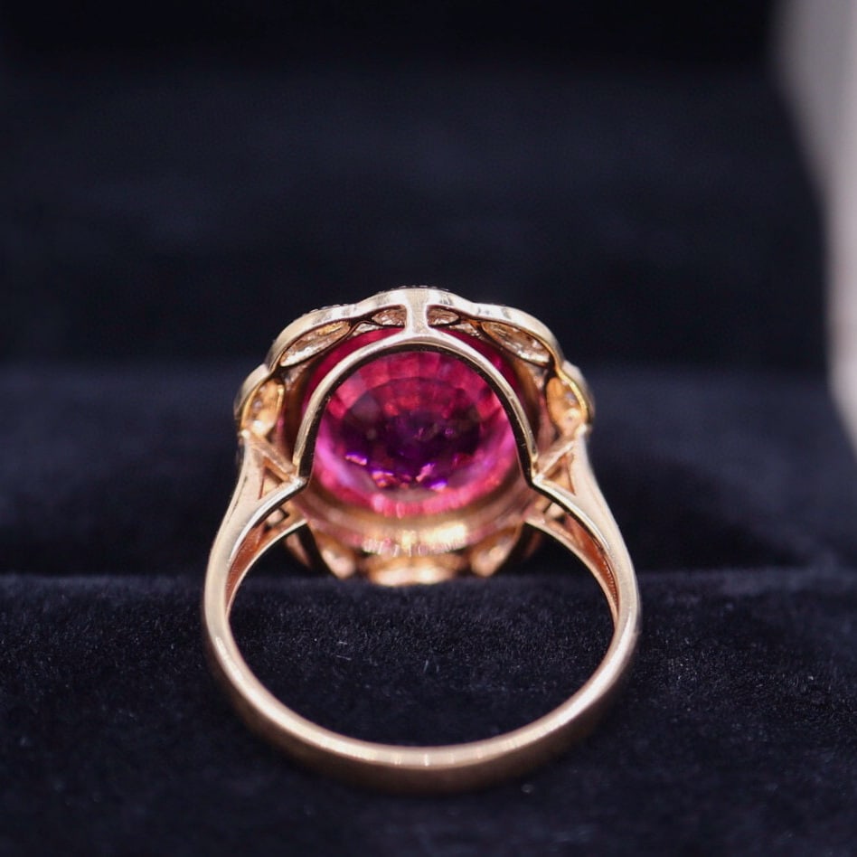 14k Gold 9.96 Ct Natural Tourmaline & Diamond Ring - 5