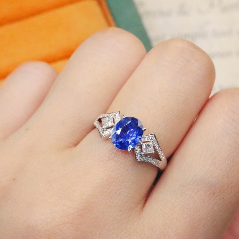 14k Gold 1.30 Ctw Natural Sapphire & Diamond Ring - 5