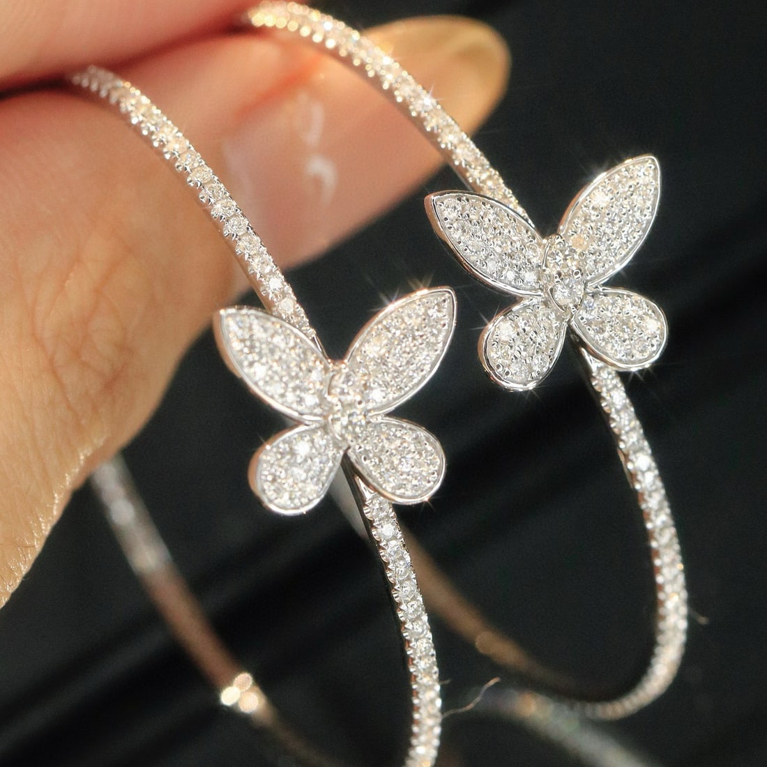 14k Gold 1 Ct Natural H Diamond & Butterfly Earrings - 3