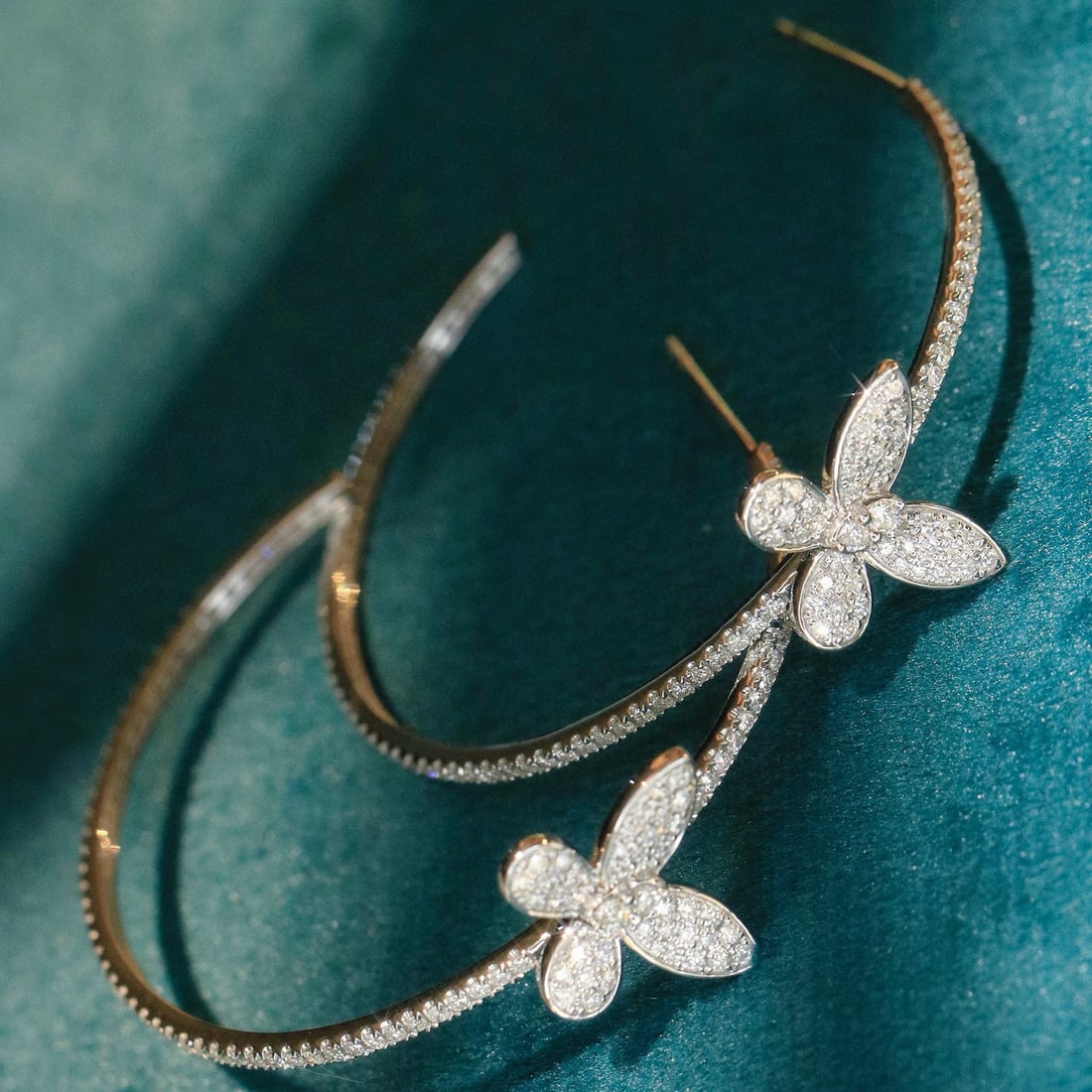 14k Gold 1 Ct Natural H Diamond & Butterfly Earrings - 6