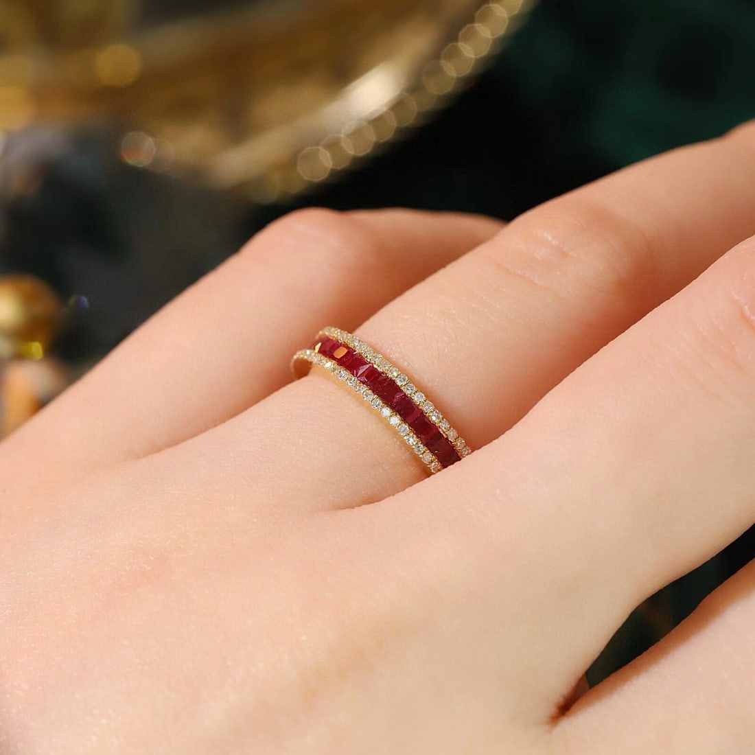 14k Gold 1.40 Ctw Natural Ruby & Diamond Ring - 7
