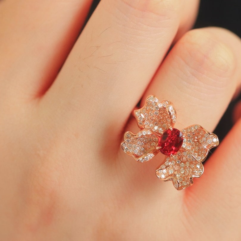 14k Gold 2.21 Ctw Natural Ruby & Diamond Ring - 5