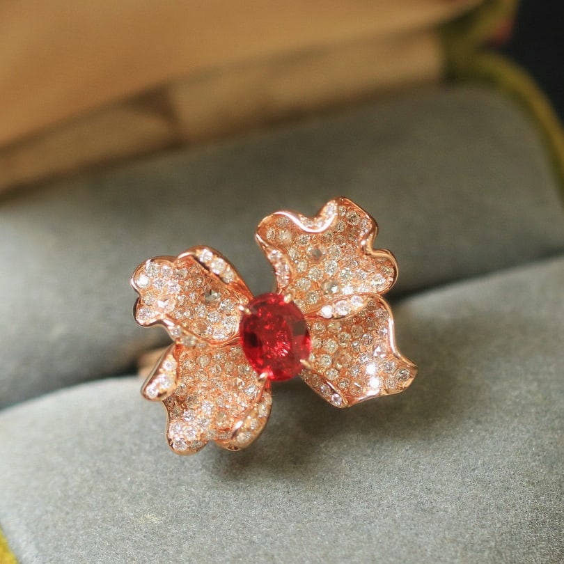 14k Gold 2.21 Ctw Natural Ruby & Diamond Ring - 8