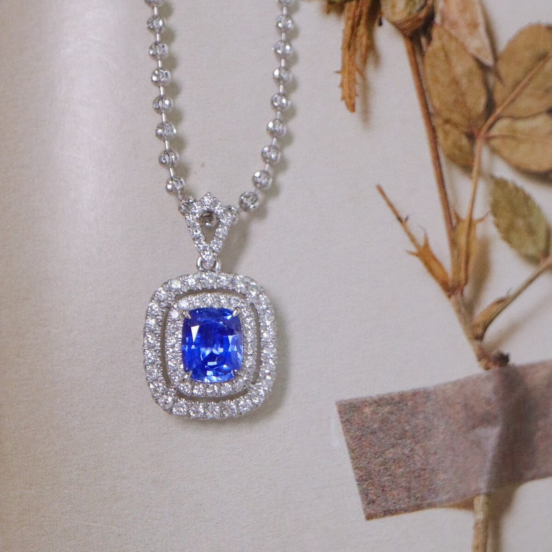 14k Gold 1.26 Ctw Natural Sapphire & Diamond Pendant( Without Chain ) - 4