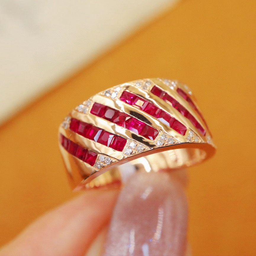 14k Gold 2.13 Ctw Natural Ruby & Diamond Ring - 3