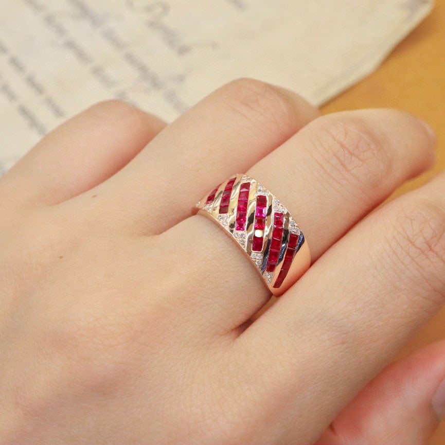 14k Gold 2.13 Ctw Natural Ruby & Diamond Ring - 6