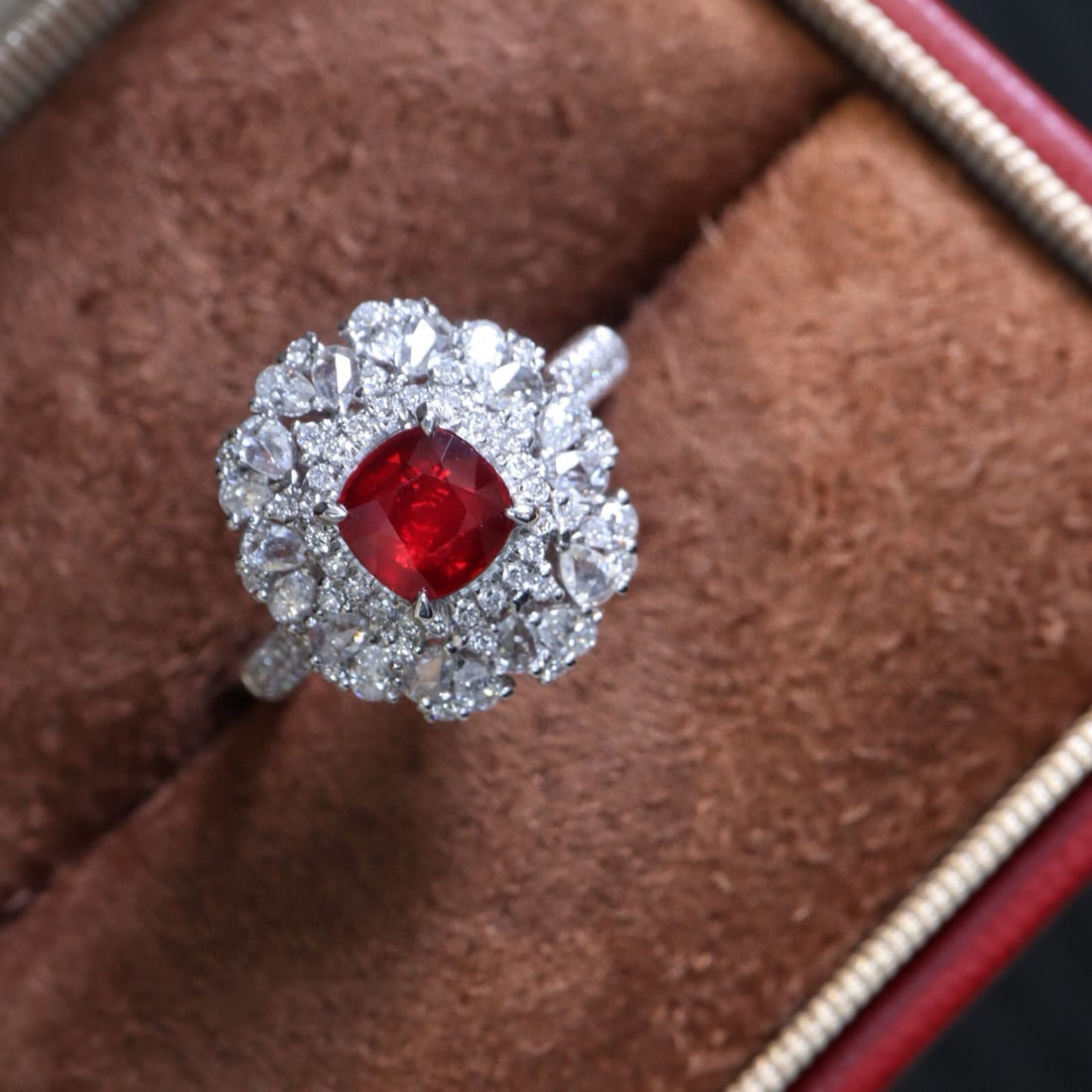 14k Gold 1.81 Ctw Natural Ruby & Diamond Ring/pendant( Without Chain ): Ref:230944173 // gold content:14k gold // ring size:7. 25us // // main gemstone:ruby // shape:cushion // carat weight:1. 01ct // color:pigeonblood red // treatment:natural // // adjacent gemstone 2 :