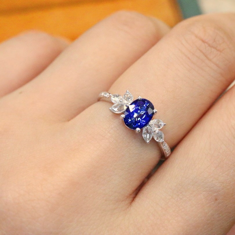 14k Gold 1.10 Ctw Natural Sapphire & Diamond Ring - 5