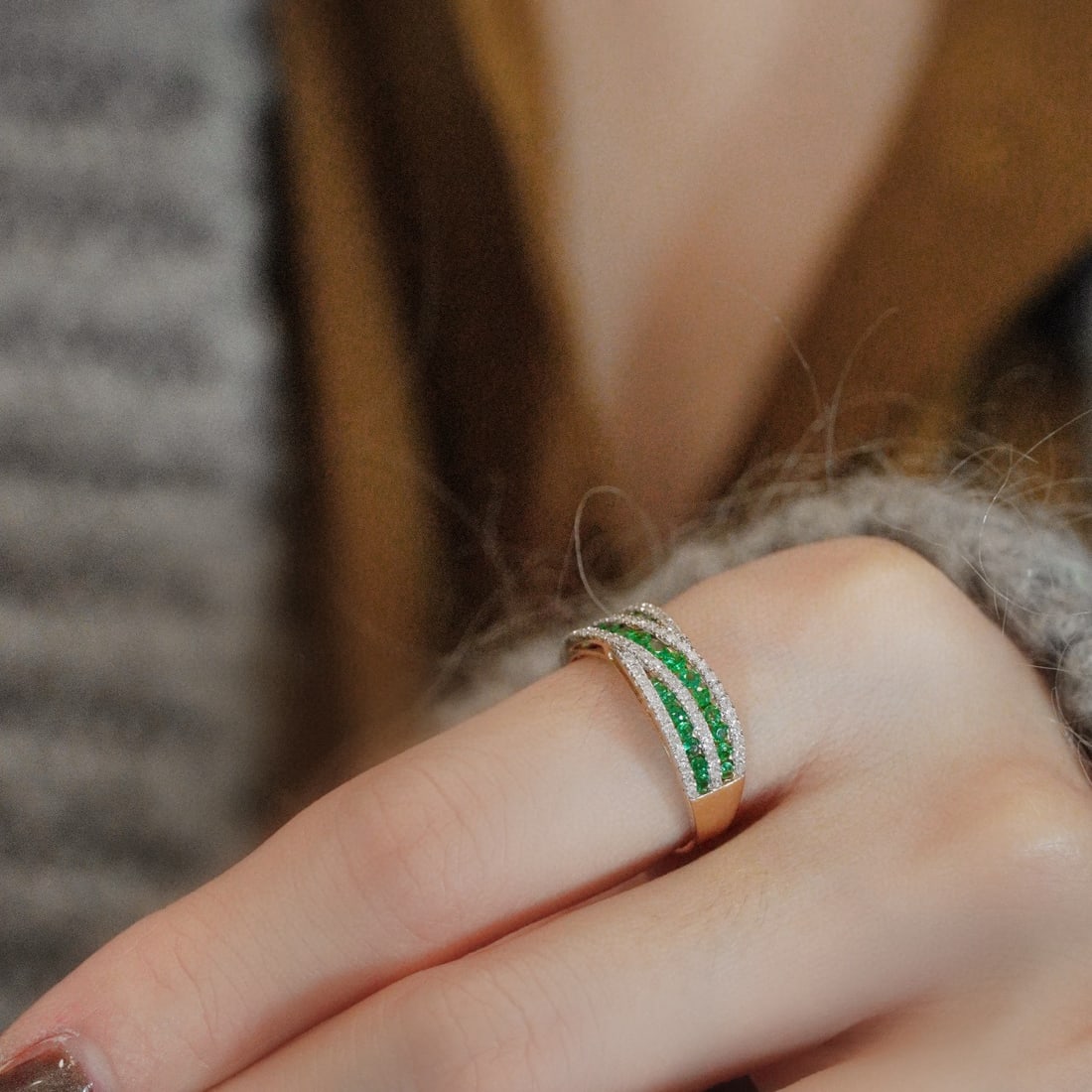 14k Gold 1 Ct Natural Emerald & Diamond Ring - 5