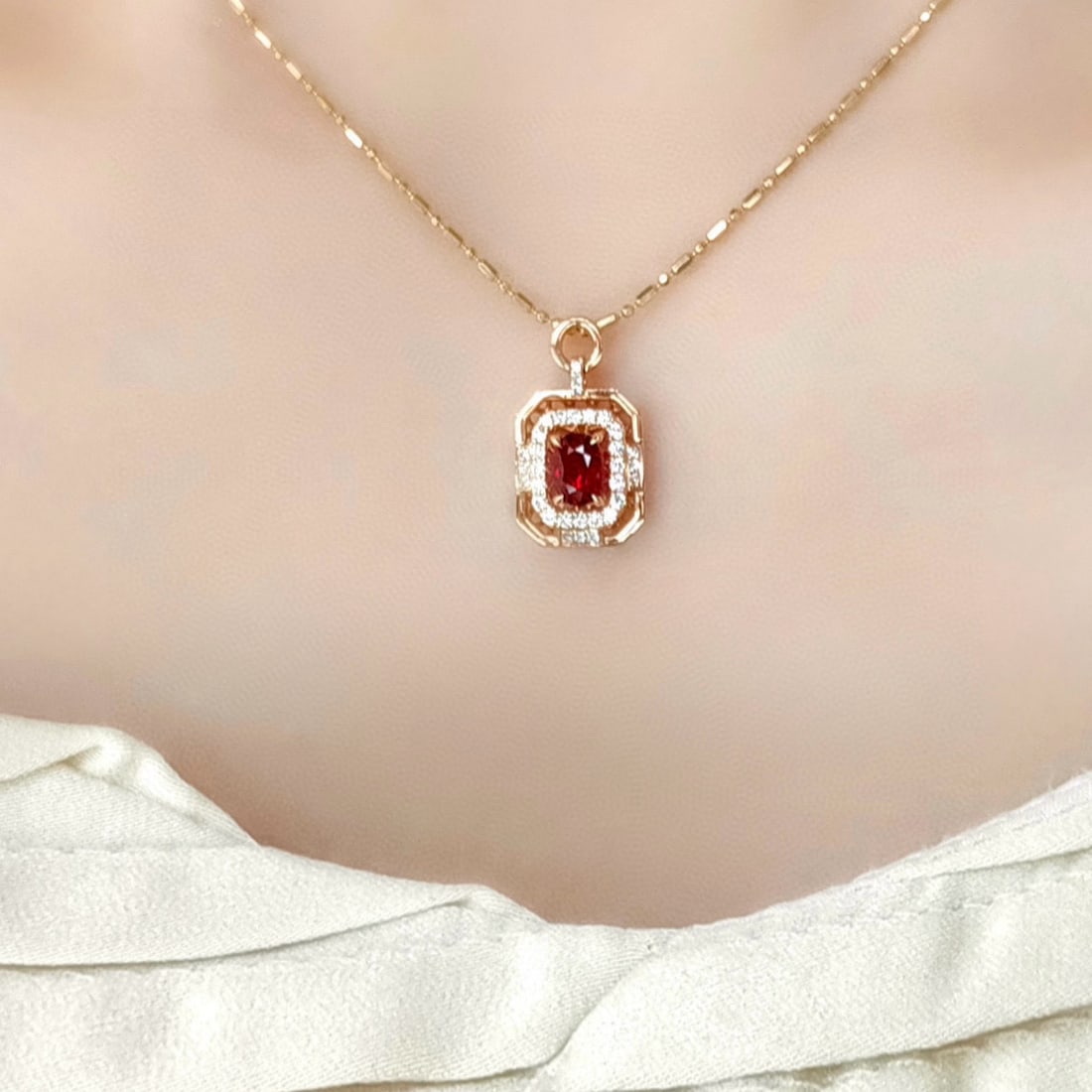 14k Gold 1.28 Ctw Natural Ruby & Diamond Pendant( Without Chain ) - 5