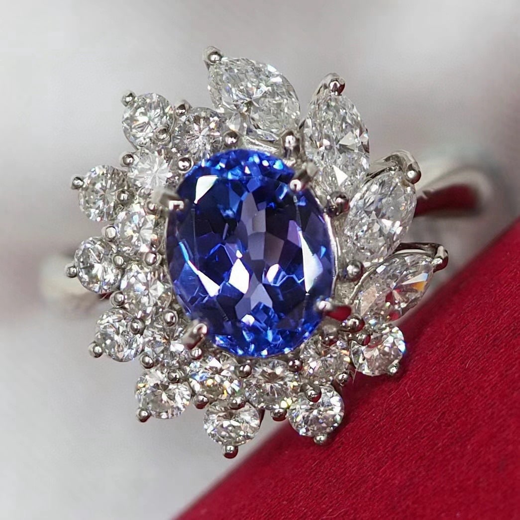 14k Gold 3.95 Ctw Natural Tanzanite & Diamond Ring (1 of 7)